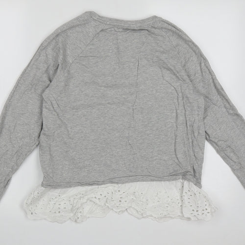 Only Womens Grey  Cotton Pullover Sweatshirt Size S  Pullover
