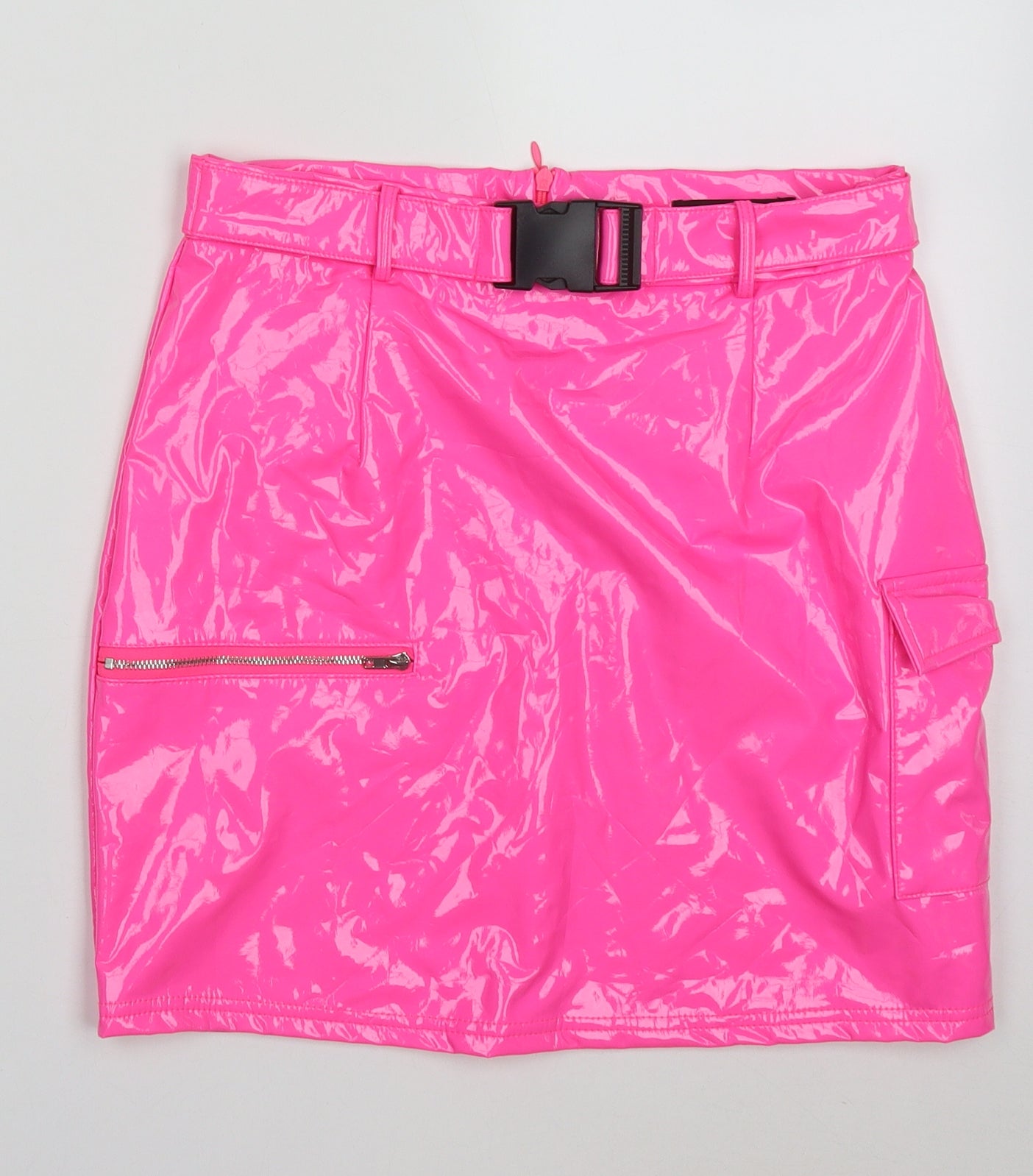 NaaNaa Womens Pink  Polyurethane Cargo Skirt Size 8   Zip - buckle belt