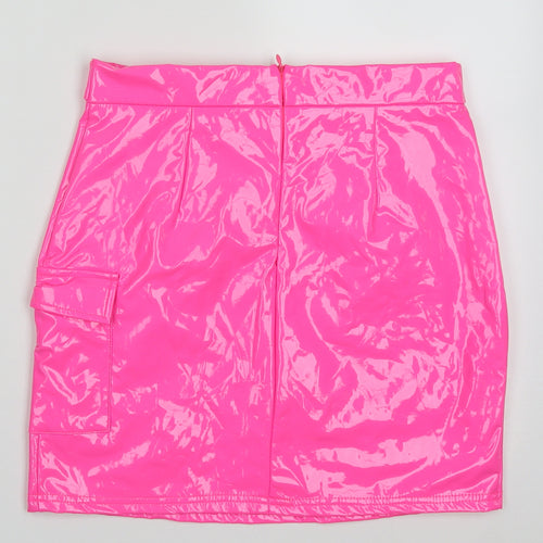 NaaNaa Womens Pink  Polyurethane Cargo Skirt Size 8   Zip - buckle belt