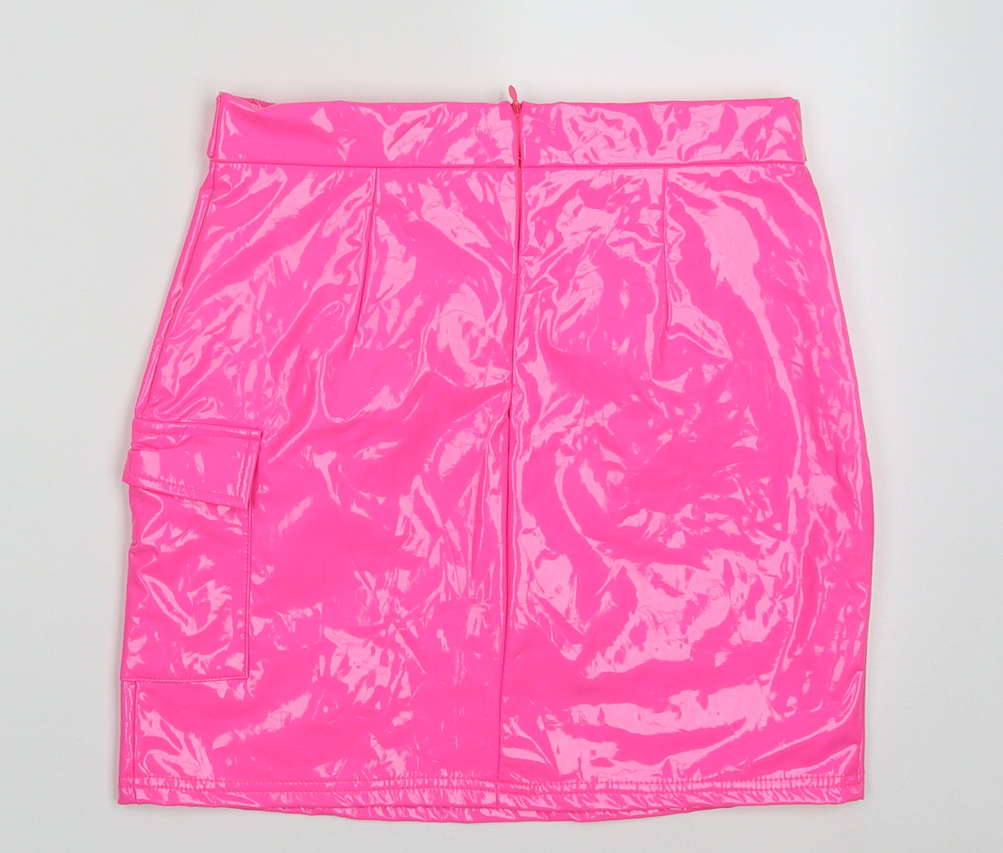 NaaNaa Womens Pink  Polyurethane Cargo Skirt Size 8   Zip - buckle belt