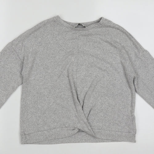 Marks and Spencer Girls Grey Crew Neck  Viscose Pullover Jumper Size 10-11 Years  Pullover - crop jumper