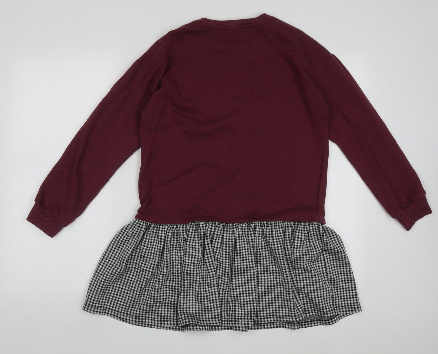 F&F Girls Purple  Cotton Jumper Dress  Size 12-13 Years  Crew Neck Pullover - always positive