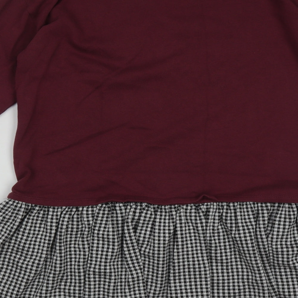 F&F Girls Purple  Cotton Jumper Dress  Size 12-13 Years  Crew Neck Pullover - always positive