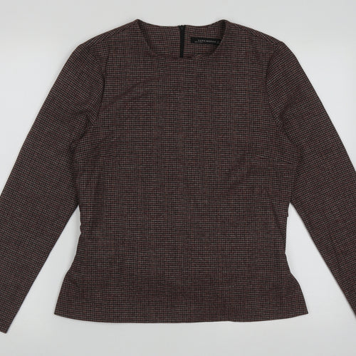 zaar Womens Purple Crew Neck Check Polyester Pullover Jumper Size L