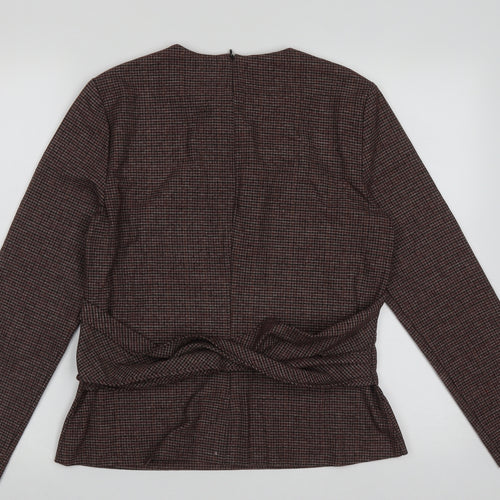 zaar Womens Purple Crew Neck Check Polyester Pullover Jumper Size L