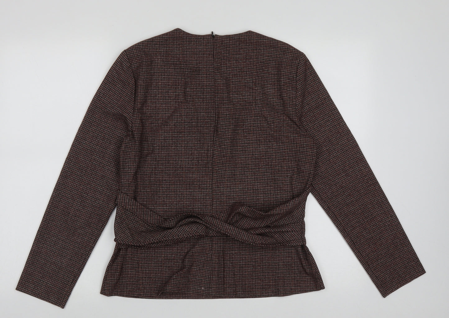 zaar Womens Purple Crew Neck Check Polyester Pullover Jumper Size L