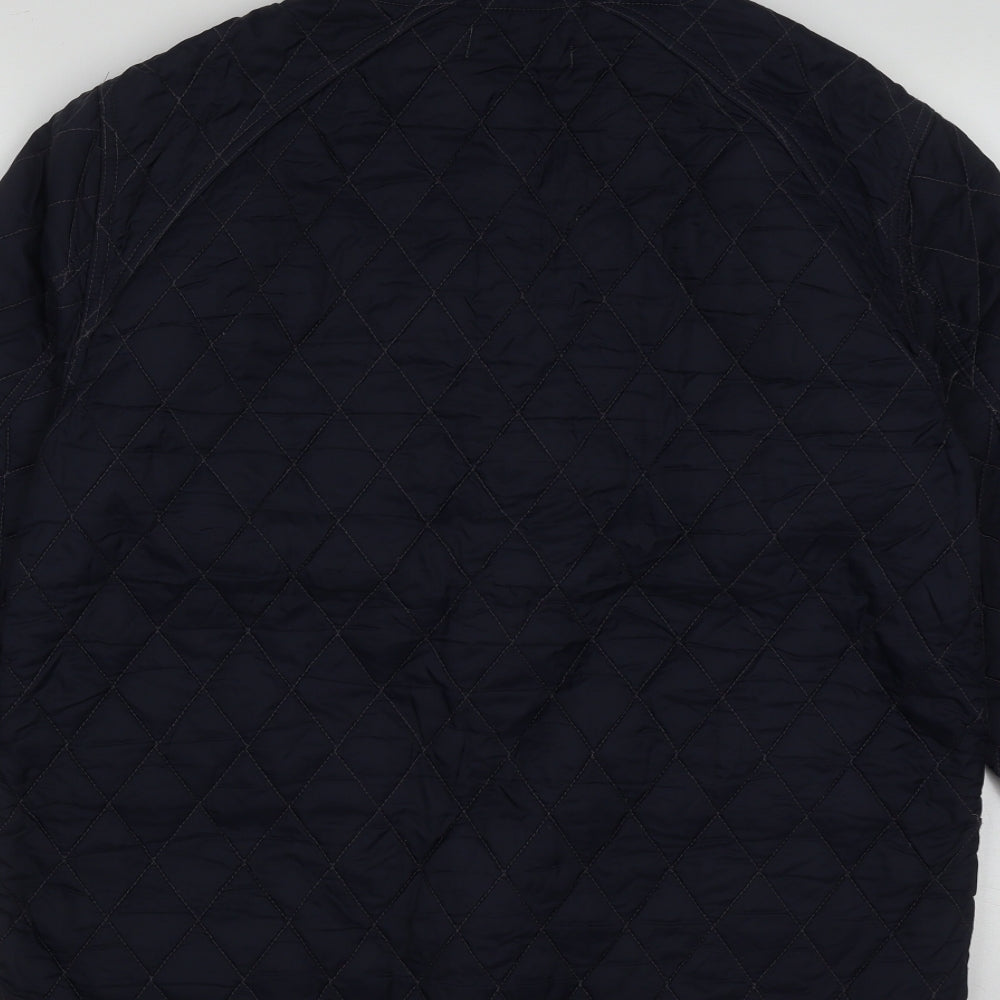 Topman Mens Blue Argyle/Diamond  Puffer Jacket Jacket Size L  Zip