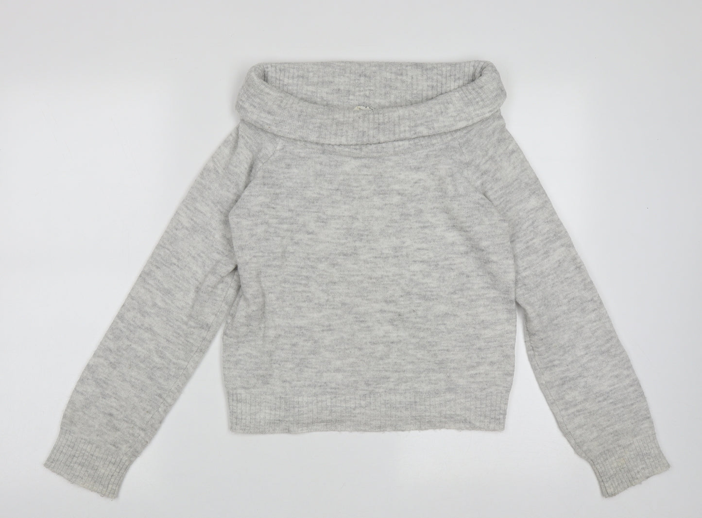 H&M Girls Grey Roll Neck  Acrylic Pullover Jumper Size 11-12 Years  Pullover
