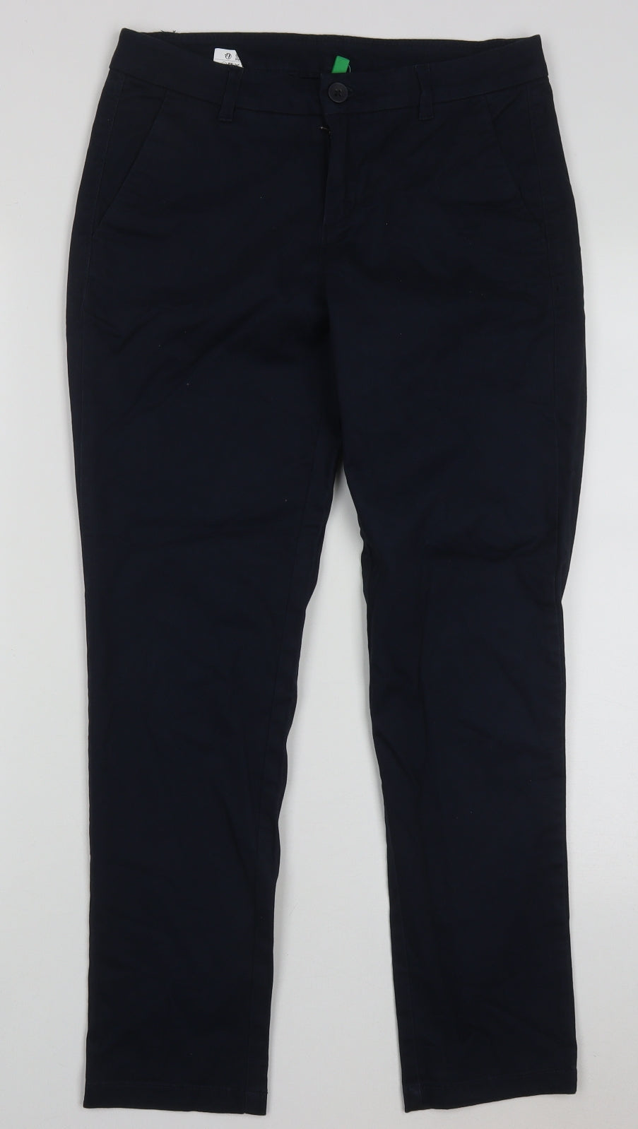 United Colors of Benetton Womens Blue  Cotton Capri Trousers Size 8 L28 in Regular Button