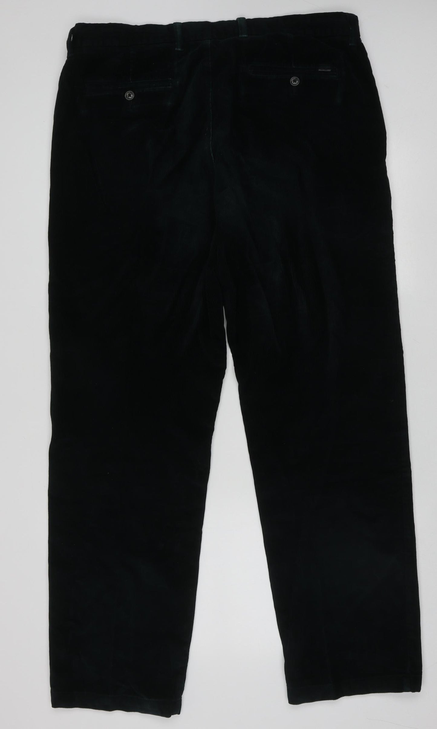Marks and Spencer Mens Green  Cotton Trousers  Size 38 L33 in Regular Button