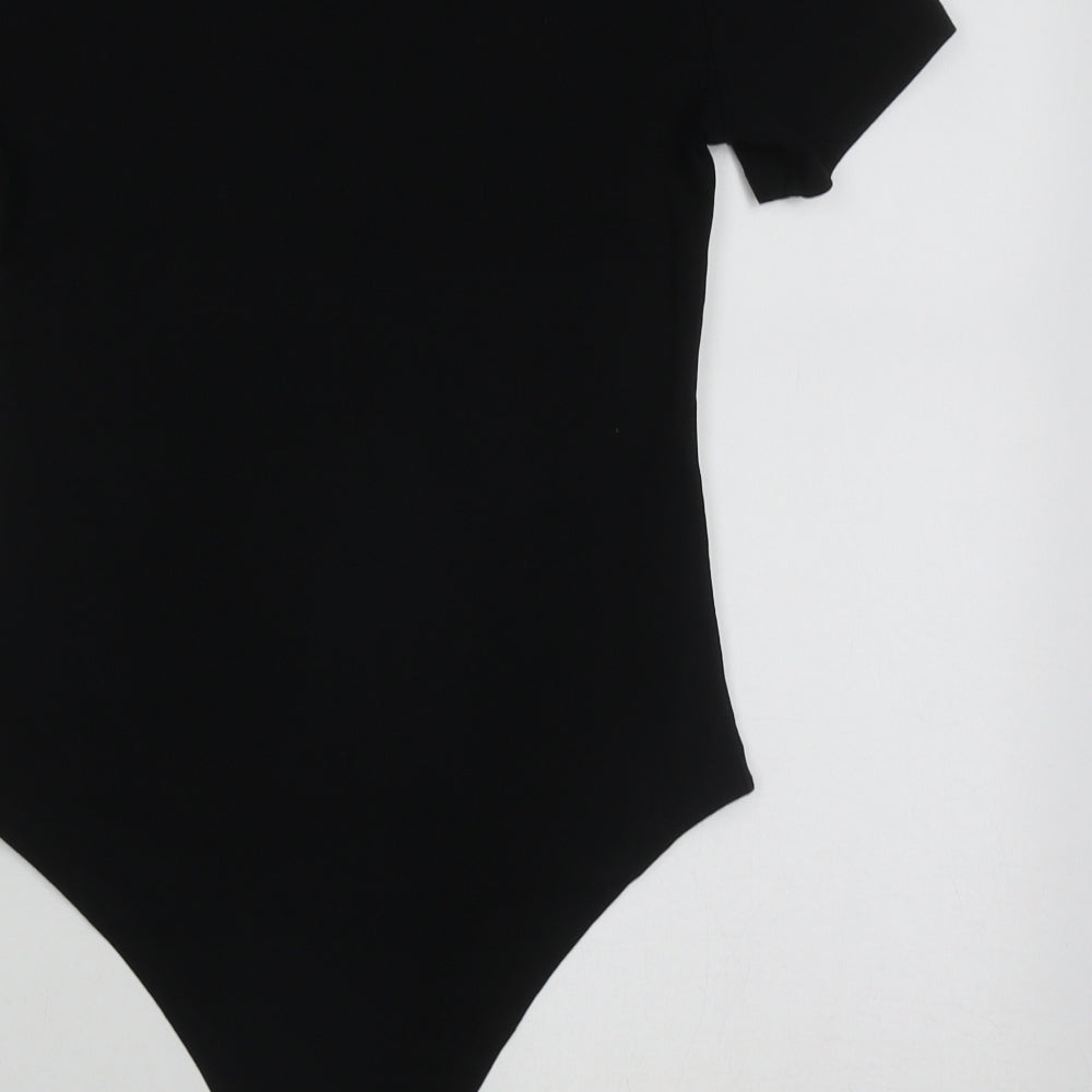 Primark Womens Black  Cotton Bodysuit One-Piece Size 10  Buckle