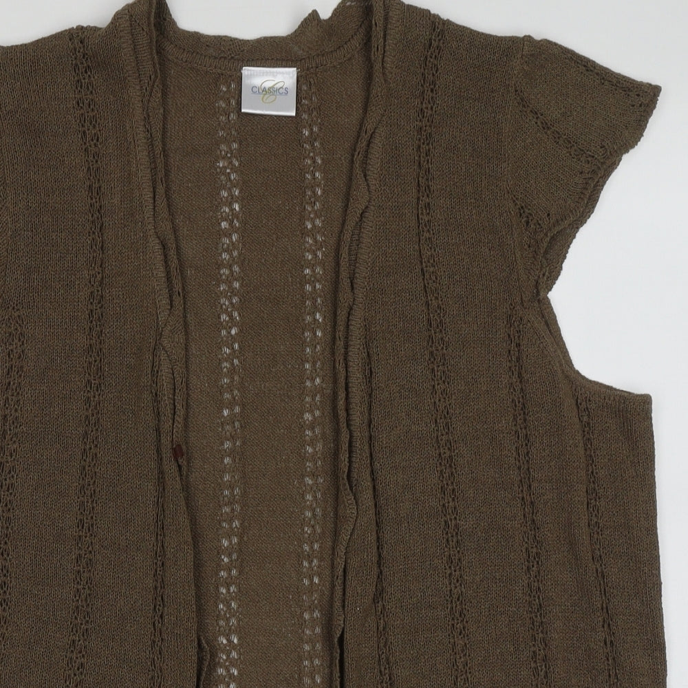 Classics Womens Brown V-Neck  Acrylic Cardigan Jumper Size 20