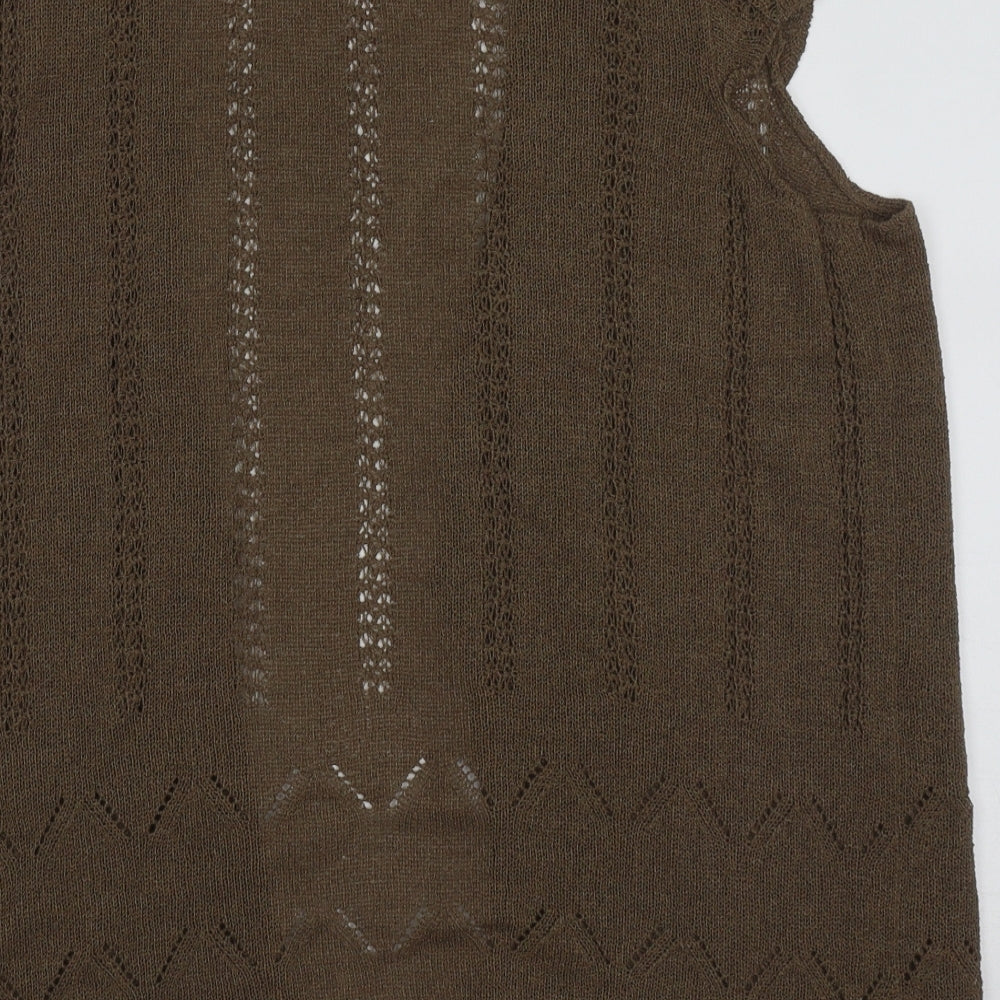 Classics Womens Brown V-Neck  Acrylic Cardigan Jumper Size 20