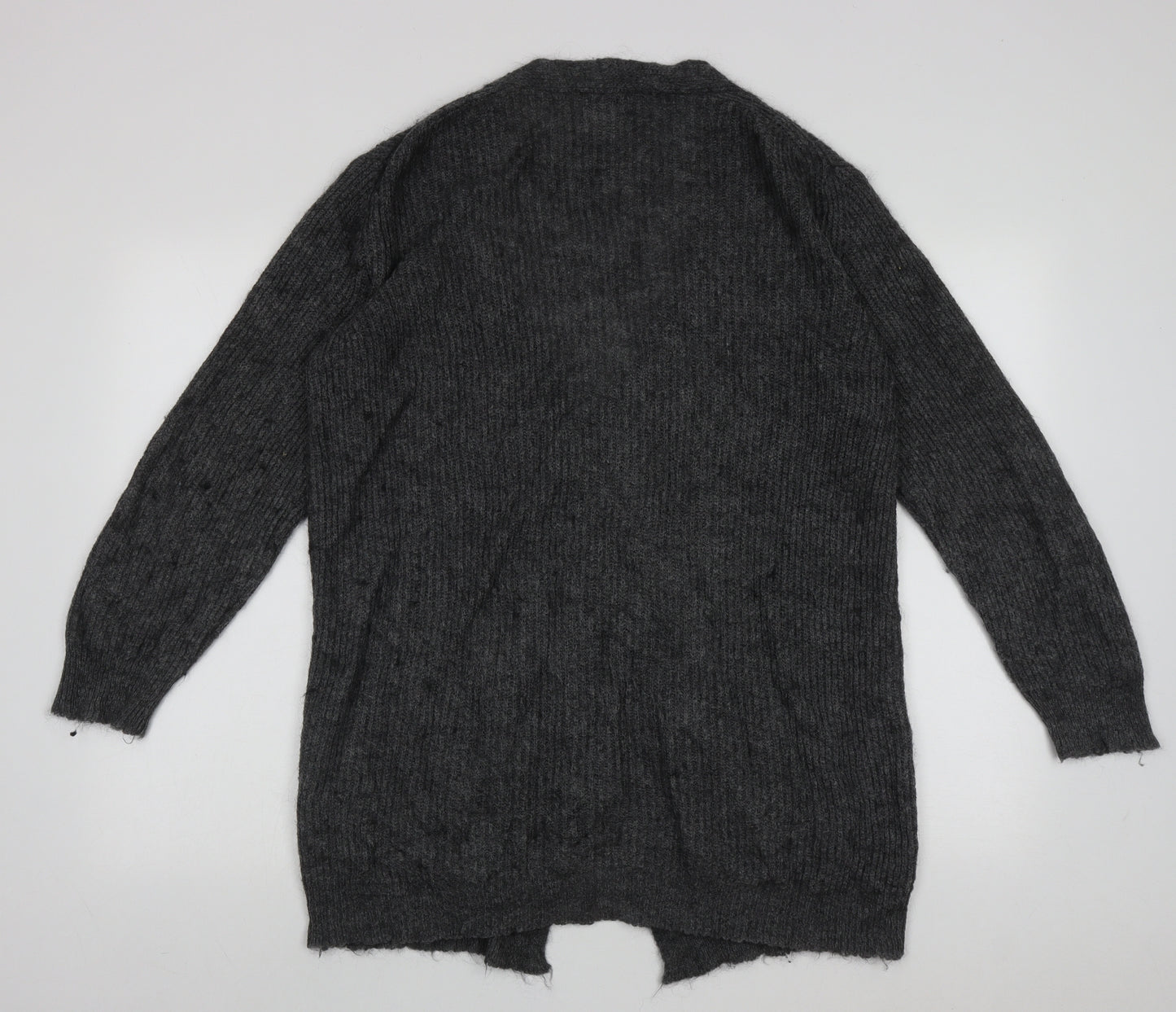 Bicalla Womens Grey V-Neck  Acrylic Cardigan Jumper Size M