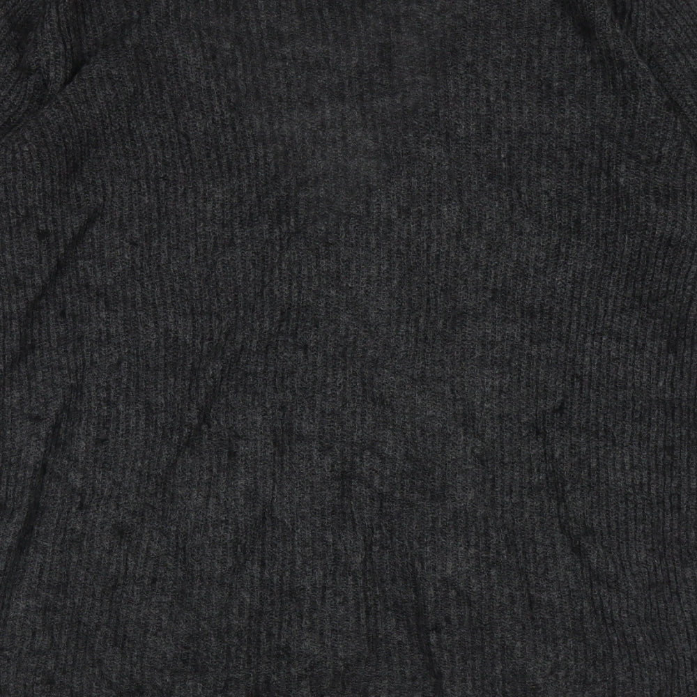 Bicalla Womens Grey V-Neck  Acrylic Cardigan Jumper Size M