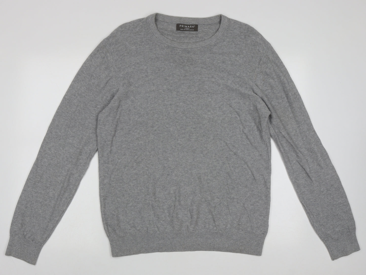 Primark Mens Grey Crew Neck  Cotton Pullover Jumper Size L