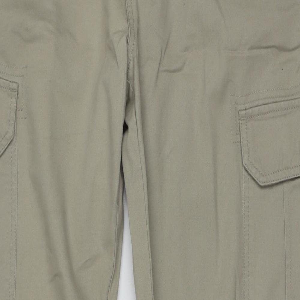 Easy Mens Beige  Cotton Cargo Trousers Size 34 L34 in Regular Buckle
