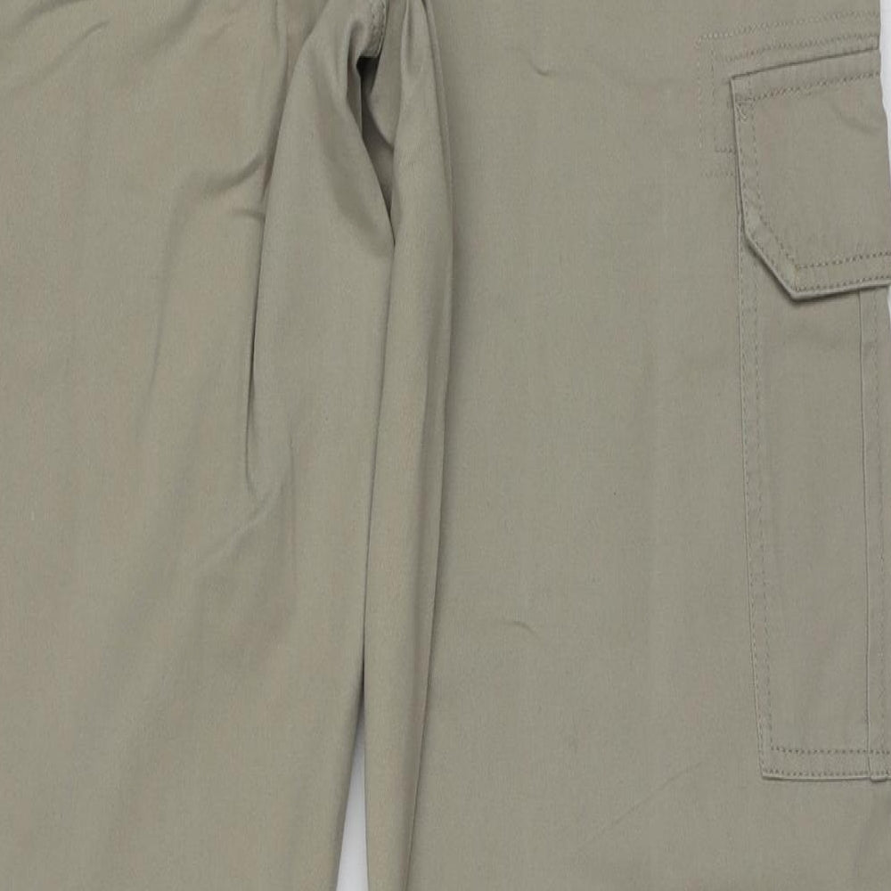 Easy Mens Beige  Cotton Cargo Trousers Size 34 L34 in Regular Buckle