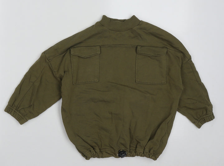 NEXT Girls Green Crew Neck Cotton Pullover Jumper Size 3 Years Pullover - crop jumper