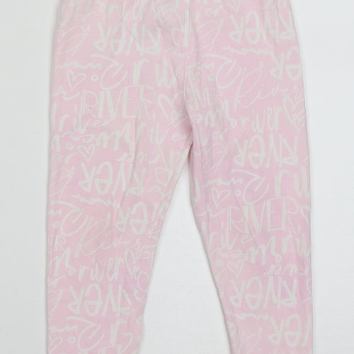 River Island Girls Pink Geometric Cotton Capri Trousers Size 2-3 Years  Regular Pullover