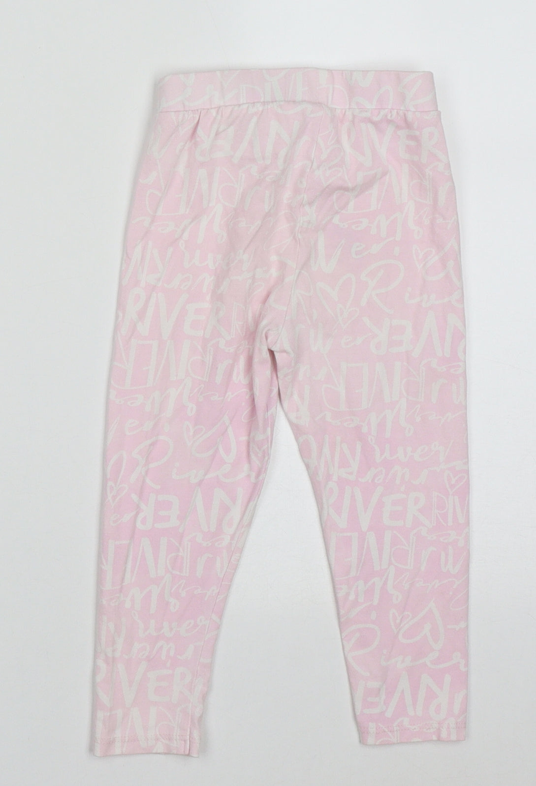 River Island Girls Pink Geometric Cotton Capri Trousers Size 2-3 Years  Regular Pullover