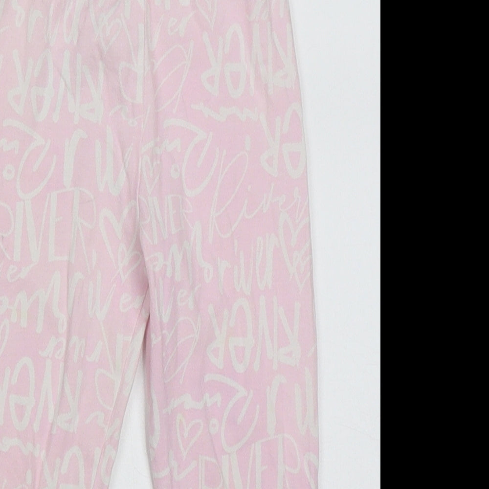 River Island Girls Pink Geometric Cotton Capri Trousers Size 2-3 Years  Regular Pullover