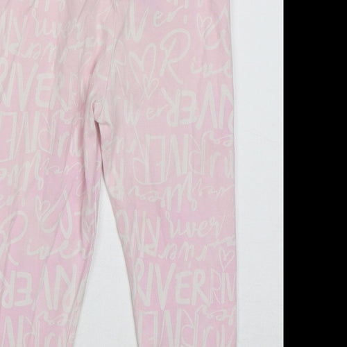 River Island Girls Pink Geometric Cotton Capri Trousers Size 2-3 Years  Regular Pullover