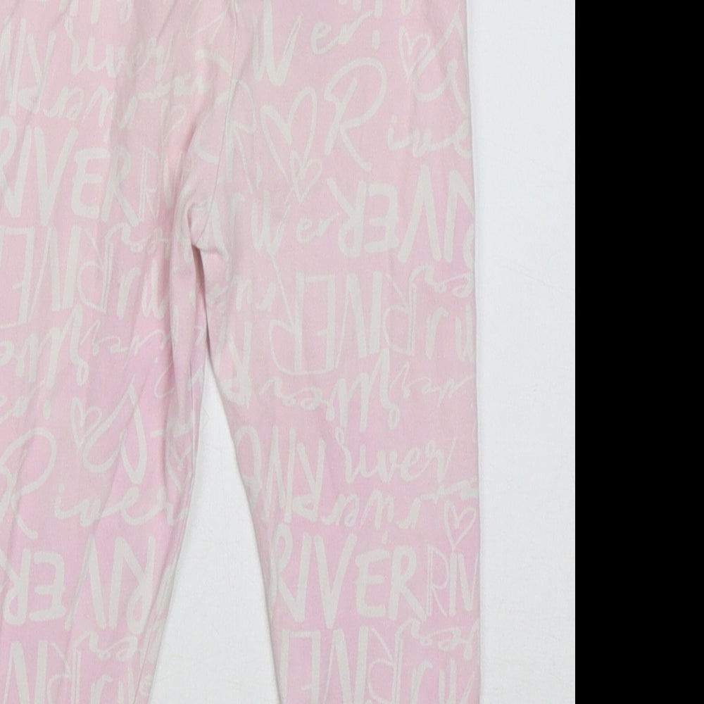 River Island Girls Pink Geometric Cotton Capri Trousers Size 2-3 Years  Regular Pullover