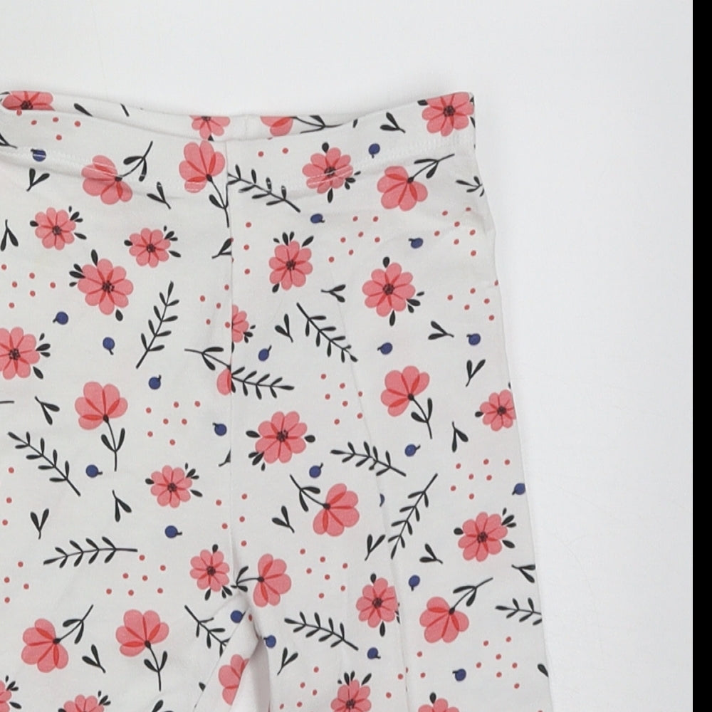 Lupilu Girls White Floral Cotton Capri Trousers Size 2-3 Years  Regular Pullover