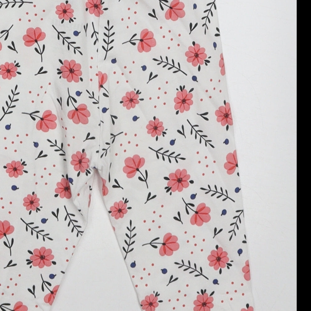 Lupilu Girls White Floral Cotton Capri Trousers Size 2-3 Years  Regular Pullover