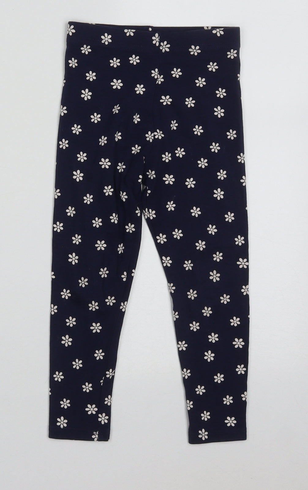 George Girls Blue Floral Cotton Capri Trousers Size 3-4 Years  Regular Pullover