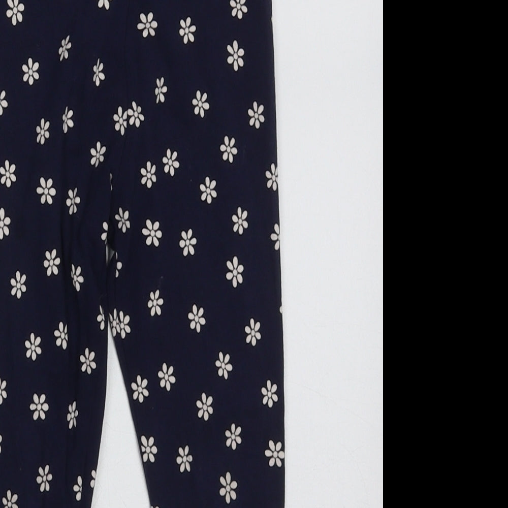 George Girls Blue Floral Cotton Capri Trousers Size 3-4 Years  Regular Pullover