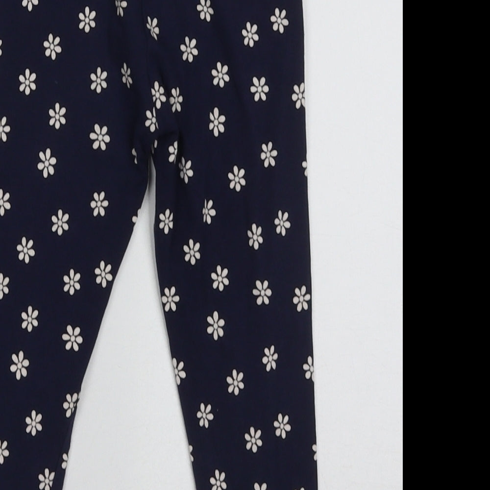 George Girls Blue Floral Cotton Capri Trousers Size 3-4 Years  Regular Pullover
