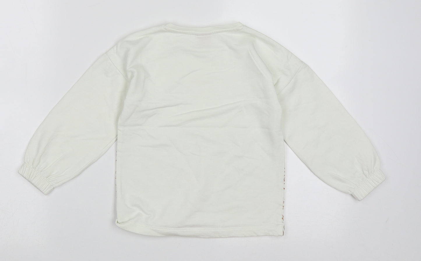 George Girls White Geometric Cotton Basic Casual Size 3-4 Years Crew Neck Pullover - Be Kind