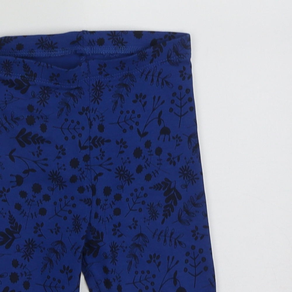 Lupilu Girls Blue Floral Cotton Capri Trousers Size 2-3 Years  Regular Pullover