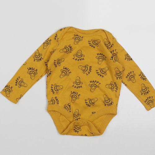 F&F Baby Yellow Geometric Cotton Babygrow One-Piece Size 6-9 Months  Buckle - tiger