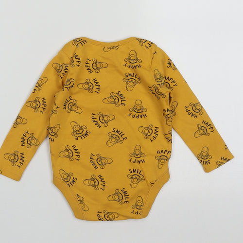 F&F Baby Yellow Geometric Cotton Babygrow One-Piece Size 6-9 Months  Buckle - tiger