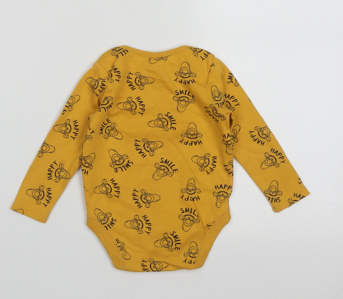 F&F Baby Yellow Geometric Cotton Babygrow One-Piece Size 6-9 Months  Buckle - tiger