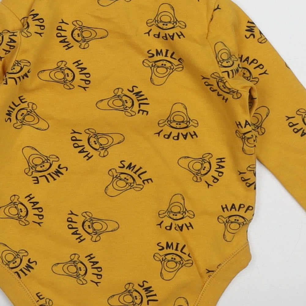 F&F Baby Yellow Geometric Cotton Babygrow One-Piece Size 6-9 Months  Buckle - tiger