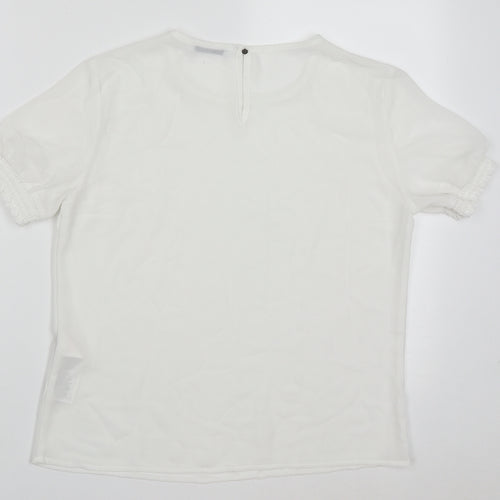 Pieces Womens White  Polyester Basic T-Shirt Size M Crew Neck