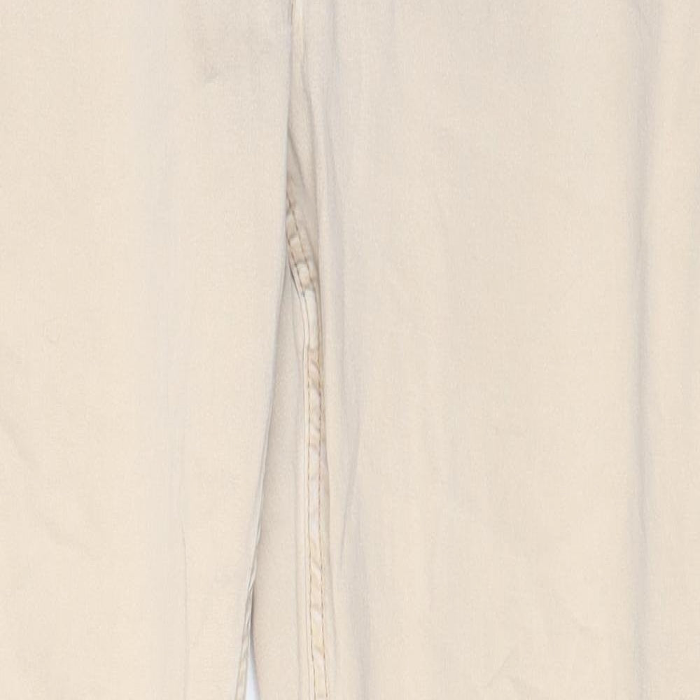 NEXT Womens Beige  Cotton Chino Trousers Size 12 L27 in Regular Zip