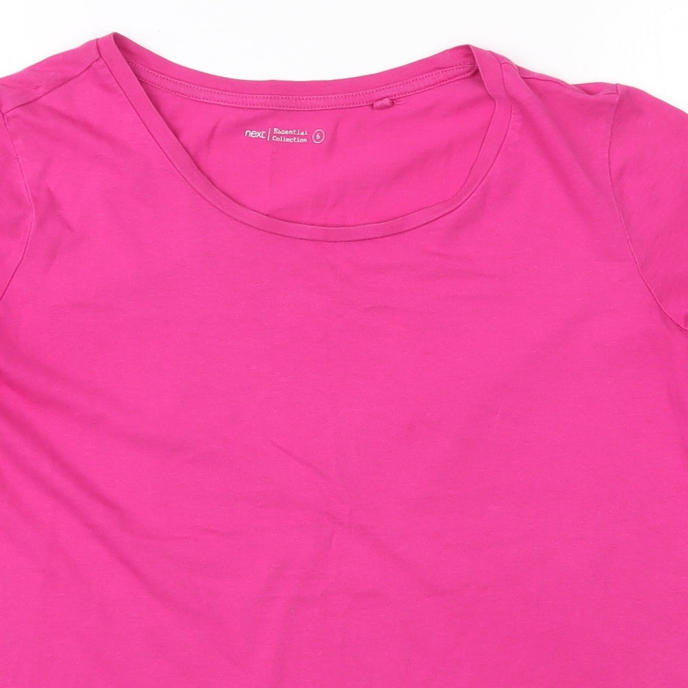 NEXT Womens Pink  100% Cotton Basic T-Shirt Size 6 Round Neck