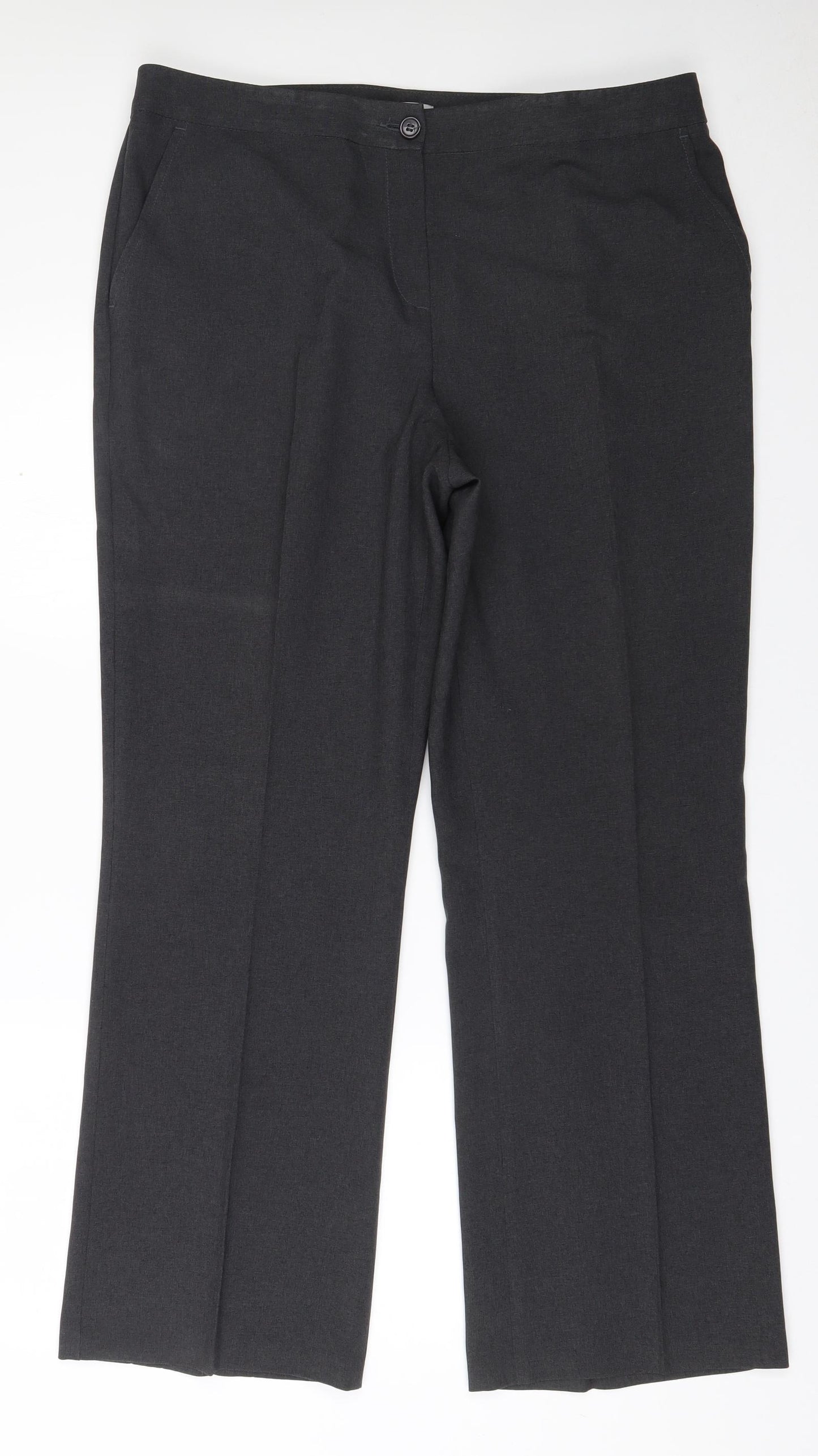 Marks and Spencer Womens Grey  Polyester Dress Pants Trousers Size 18 L30 in Regular Zip