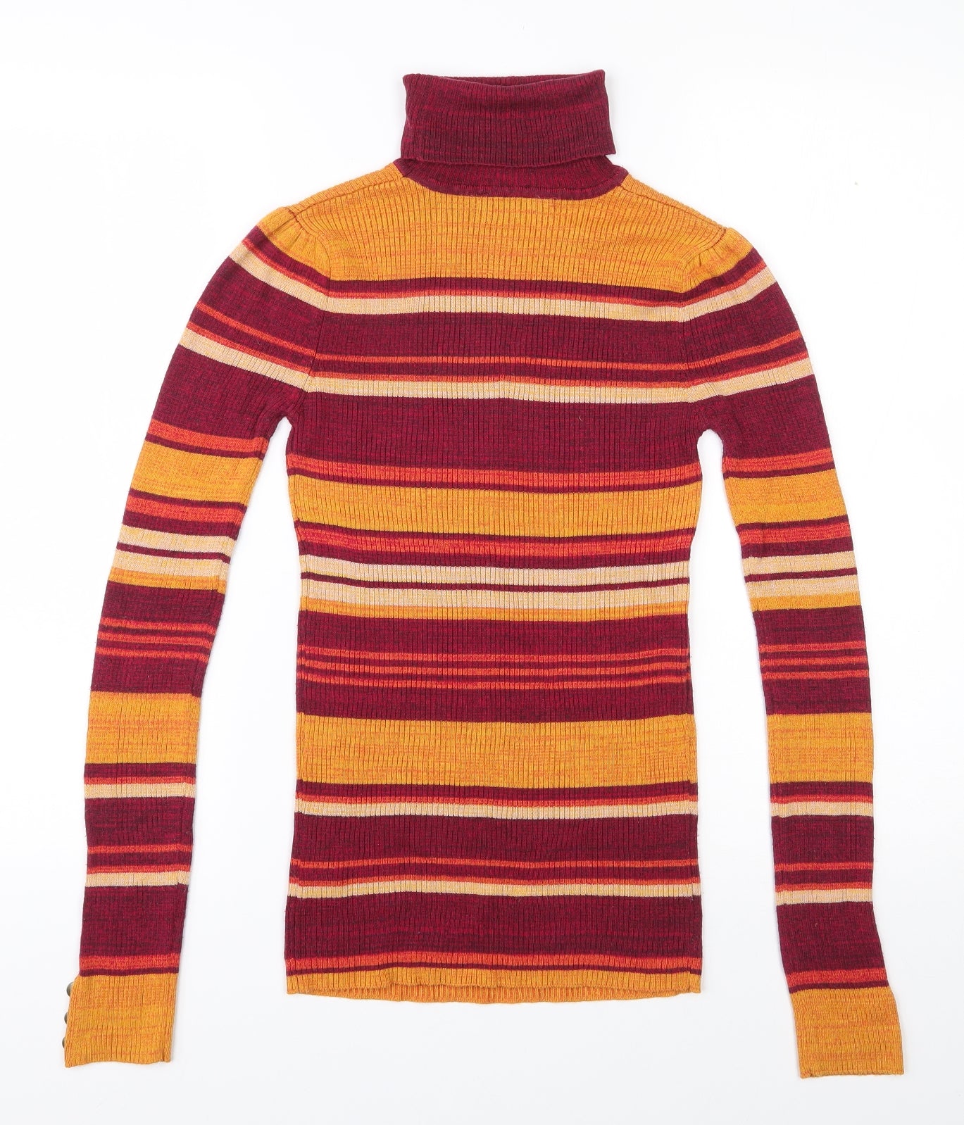 Red Herring Womens Multicoloured Roll Neck Striped Viscose Pullover Jumper Size 10