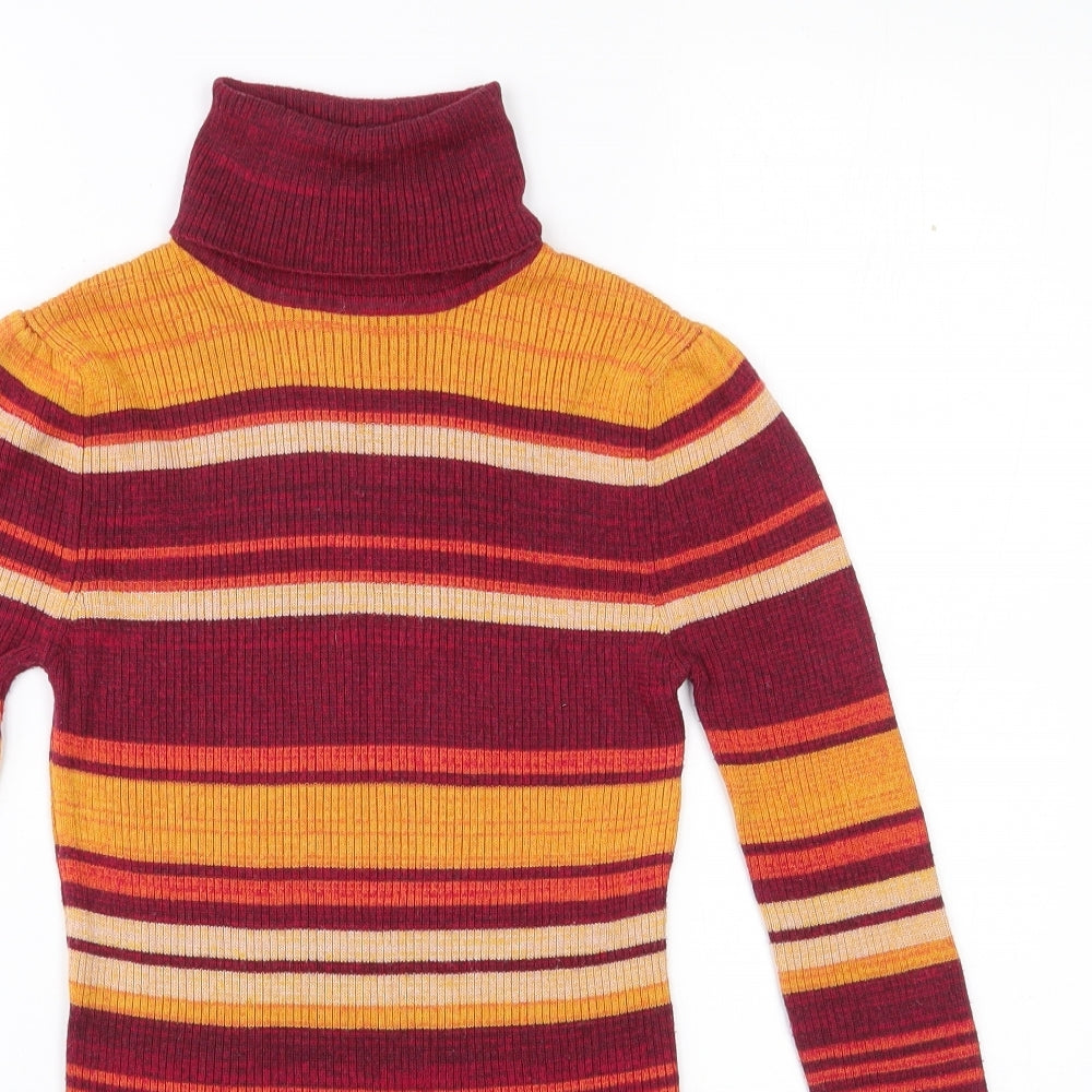 Red Herring Womens Multicoloured Roll Neck Striped Viscose Pullover Jumper Size 10