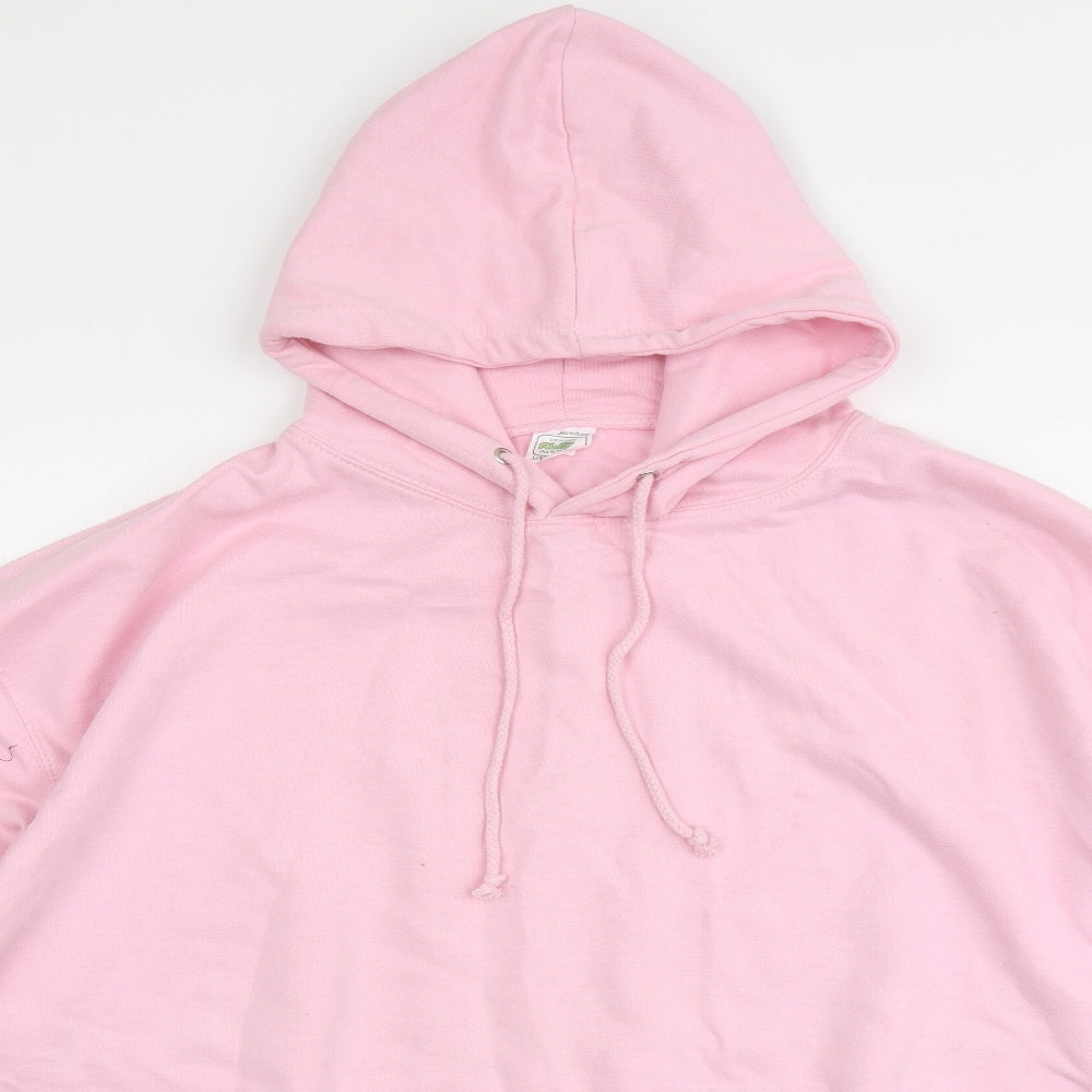 Awdis Womens Pink  Cotton Pullover Hoodie Size 2XL