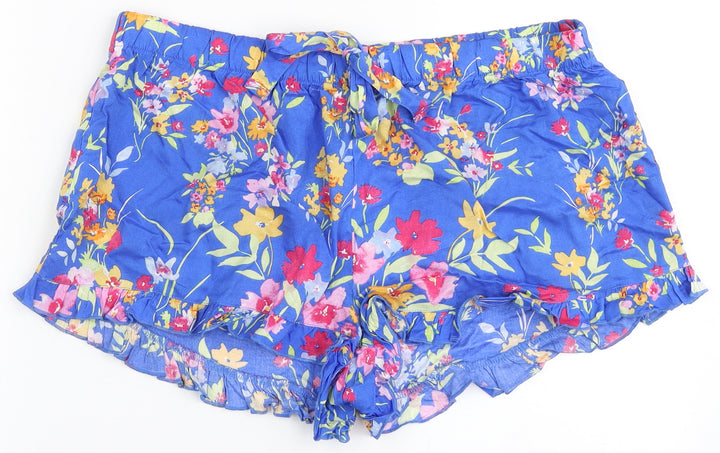 Love to Lounge Womens Blue Floral Polyester Sleep Shorts Size M
