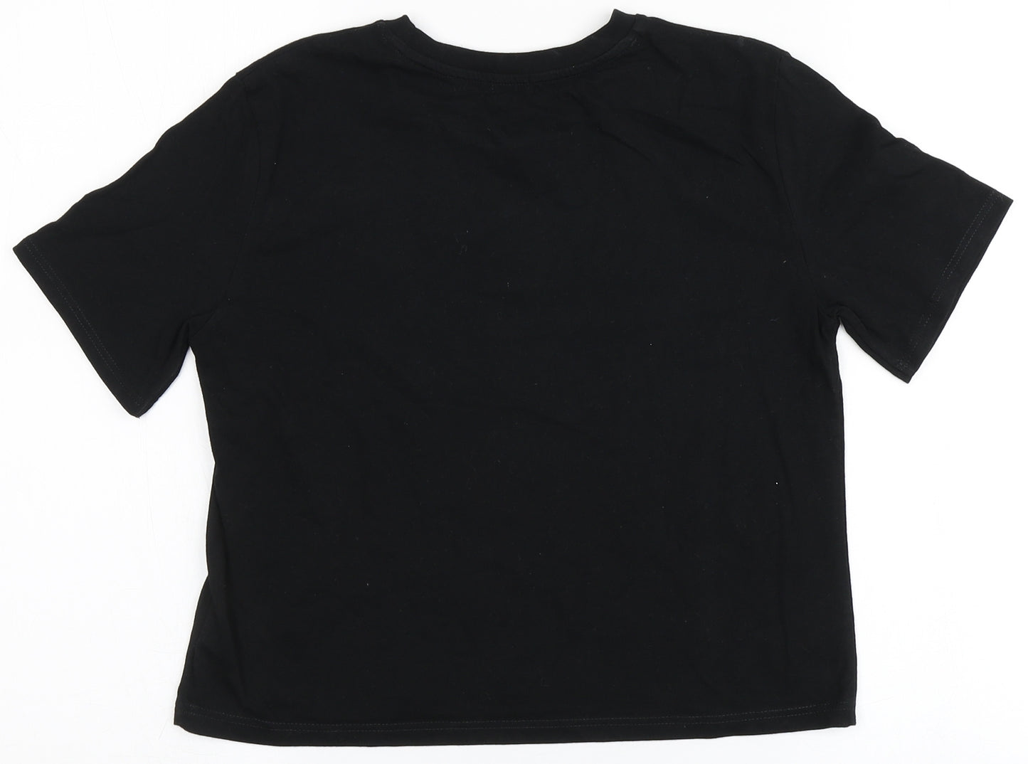River Island Girls Black  100% Cotton Cropped T-Shirt Size 11-12 Years Round Neck  - Unstoppable
