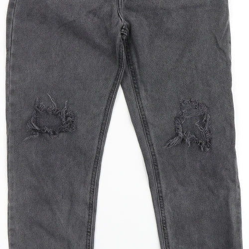 River Island Girls Black  100% Cotton Straight Jeans Size 11 Years  Regular Zip - MOM FIT