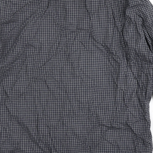 Autograph Mens Blue Check Polyester  Button-Up Size L Round Neck Button